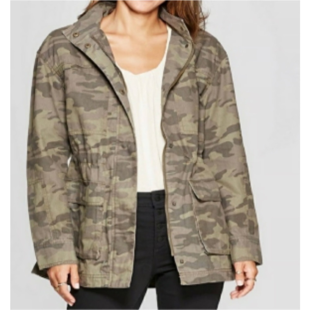Universal Thread Green Camouflage Drawstring Waist Utility Jacket Shacket Sz M